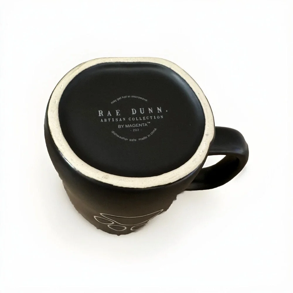 RAE DUNN "DOG DAD" COFFEE MUG SOLID BLACK WHITE LetteringDOUBLE SIDED 2024 - Picture 5 of 5